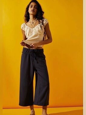 Free People Beach Essential Gaucho Pants in Celestial Indigo ~ Size Large ~ NWOT